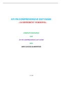  PN COMPREHENSIVE ATI EXIT EXAM (14 VERSIONS) / ATI PN COMPREHENSIVE EXIT EXAM:LATEST 2021,A GRADED DOCUMENT