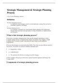 Strategic Management & Strategic Planning Process summary 2021