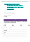 MAT 300 Foundations of statistics Sophia Final Milestone 2020&sol;2021 Questions&sol;Answers With Rationale Strayer University