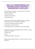 NSG 122 FUNDAMENTALS OF NURSING EXAM &vert;VERIFIED &vert;GUARANTEED &vert;20242025