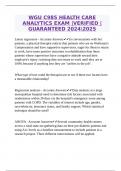WGU C985 HEALTH CARE ANALYTICS EXAM &vert;VERIFIED &vert;GUARANTEED 20242025
