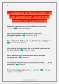 Air conditioning Certification practice test Exam Questions with Correct Verified Solutions 100&percnt; Guaranteed Pass
