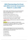 HESI Pharmacology Exit Exam with NGN &vert; Correctly Answered & Rated A&plus; &vert; Latest 2024