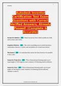 Autodesk Inventor Certification Test Exam Questions with Correct Verified Answers&comma; Already Passed&excl; &lpar;Complete & Accurate&rpar;