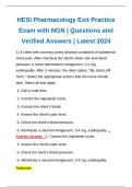 HESI Pharmacology Exit Practice Exam with NGN &vert; Questions and Verified Answers &vert; Latest 2024
