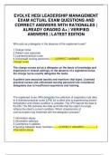 EVOLVE HESI LEADERSHIP MANAGEMENT EXAM ACTUAL EXAM QUESTIONS AND CORRECT ANSWERS WITH RATIONALES &vert; ALREADY GRADED A&plus; &vert; VERIFIED ANSWERS &vert; LATEST EDITION