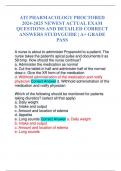 ATI PHARMACOLOGY PROCTORED 2024-2025 NEWEST ACTUAL EXAM QUESTIONS AND DETAILED CORRECT ANSWERS STUDYGUIDE &vert; A&plus; GRADE PASS