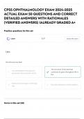 CPSS OPHTHALMOLOGY EXAM 2024-2025 ACTUAL EXAM 50 QUESTIONS AND CORRECT DETAILED ANSWERS WITH RATIONALES &lpar;VERIFIED ANSWERS&rpar; &vert;ALREADY GRADED A&plus;