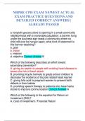 NBPHE CPH EXAM NEWEST ACTUAL EXAM PRACTICE QUESTIONS AND DETAILED CORRECT ANSWERS &vert; ALREADY PASSED