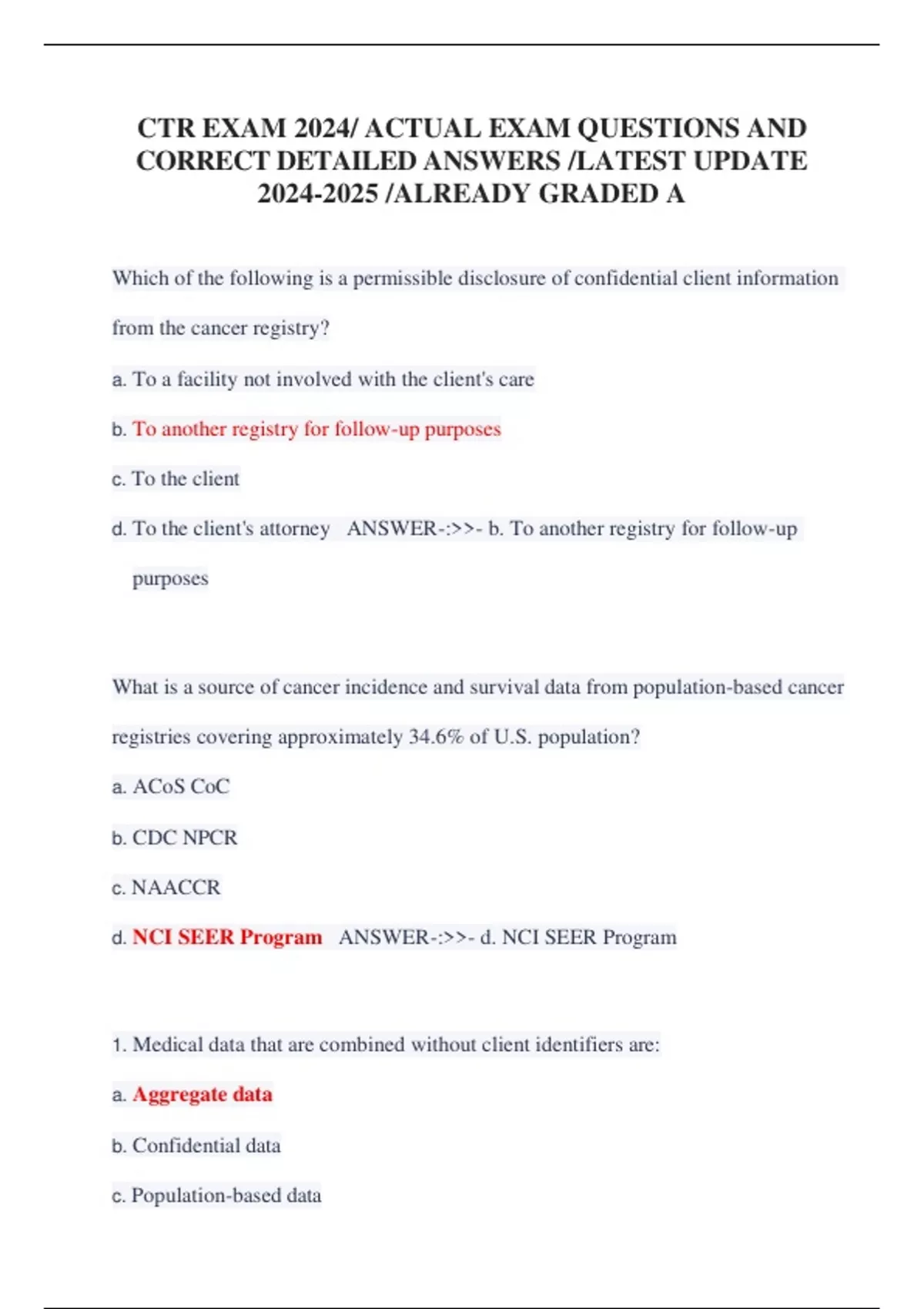 CTR EXAM 2024/ ACTUAL EXAM QUESTIONS AND CORRECT DETAILED ANSWERS ...