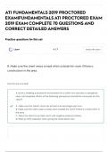 ATI FUNDAMENTALS 2019 PROCTORED EXAM&vert;FUNDAMENTALS ATI PROCTORED EXAM 2019 EXAM COMPLETE 70 QUESTIONS AND CORRECT DETAILED ANSWERS 