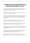 Canadian Securities &lpar;CSC&rpar; PASSED Exam  Questions and CORRECT Answers