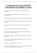 Canadian Securities &lpar;CSC&rpar; UPDATED  Exam Questions and CORRECT Answers