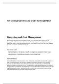NR 630 BUDGETING AND COST MANAGEMENT
