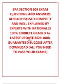 EPA SECTION 609 EXAM QUESTIONS AND ANSWERS ALREADY PASSED COMPLETE AND WELL EXPLAINED BY EXPERTS WITH RATIONALES 100&percnt; CORRECT GRADED A&plus; LATEST UPDATE 2024 100&percnt; GUARANTEED SUCCESS AFTER DOWNLOAD &lpar;ALL YOU NEED TO PASS YOUR EXAMS&rpar;