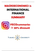 Macroeconomics 2 for ECO: International Finance summary - Tilburg university - Economics
