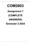 COM2603 Assignment 1 &lpar;COMPLETE ANSWERS&rpar; Semester 2 2024 latest