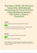 Final Exam&colon; NR566 &sol; NR 566 &lpar;Latest Update 2024 &sol; 2025&rpar; Advanced Pharmacology for Care of the Family &vert; Exam Questions & Answers &vert; 100&percnt; Correct &vert; Grade A - Chamberlain
