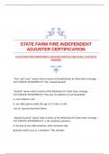 STATE FARM FIRE INDEPENDENT ADJUSTER CERTIFICATION EXAM &vert;ACCURATE ANSWERS