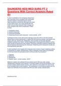 SAUNDERS HESI MED SURG PT 2 Questions With Correct Answers Rated A&plus;
