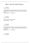 CSTU 101 Quiz 6 - (4 Versions), CSTU 101 Quiz WESTERN CULTURE