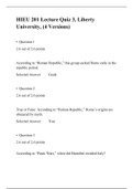 HIEU 201 LECTURE QUIZ 3 Answer (4 Versions),  HIEU 201-HISTORY OF WESTERN CIVILIZATION I