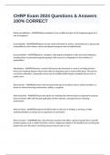 CHRP Exam 2024 Questions & Answers 100&percnt; CORRECT