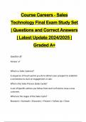 Course Careers - Sales Technology Final Exam Study Set &vert; Questions and Correct Answers &vert; Latest Update 2024&sol;2025 &vert; Graded A&plus;