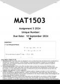 MAT1503 Assignment 5 &lpar;ANSWERS&rpar; 2024 - DISTINCTION GUARANTEED