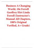 Instructor's Manual For Business A Changing World 10th Edition By Ferrell Geoffrey Hirt Linda Ferrell &lpar;All Chapters&comma; 100&percnt; Original Verified&comma; A&plus; Grade&rpar;
