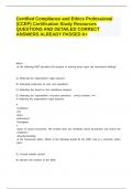 Certified Compliance and Ethics Professional &lpar;CCEP&rpar; Certification Study Resources QUESTIONS AND DETAILED CORRECT ANSWERS ALREADY PASSED A&plus;&period;