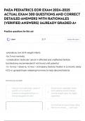 PAEA PEDIATRICS EOR EXAM 2024-2025 ACTUAL EXAM 300 QUESTIONS AND CORRECT DETAILED ANSWERS WITH RATIONALES &lpar;VERIFIED ANSWERS&rpar; &vert;ALREADY GRADED A&plus;