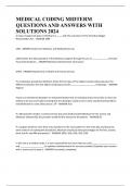 MEDICAL CODING MIDTERM QUESTIONS AND ANSWERS WITH SOLUTIONS 2024