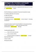 Michigan Life&comma; Accident&comma; and Health Exam Questions And Answers 