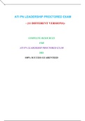 PN LEADERSHIP ATI PROCTORED EXAM &lpar; 11 VERSIONS&rpar; &sol; ATI PN LEADERSHIP PROCTORED EXAM&colon;LATEST 2021&comma;A GRADED DOCUMENT