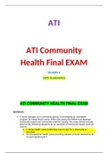 ATI COMMUNITY HEALTH FINAL EXAM &sol; COMMUNITY HEALTH ATI FINAL EXAM&colon;LATEST 2021&comma;A GRADED DOCUMENT