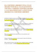 ISA CERTIFIED ARBORIST FINAL EXAM  2024&sol;2025 WITH REAL EXAM QUESTIONS  AND WELL VERIFIED ANSWERS &lbrack;GRADED  A &plus;&rsqb; GUARANTEED PASS&excl;&excl; LATEST EXAM  2024&sol;2025&sol;&sol; ISA CERTIFIED ARBORIST