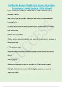 California Broker Real Estate Exam&semi; Questions & Answers Latest Update 100&percnt; Solved 