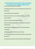 CA Real Estate License Mock Exam&semi; Questions & Answers Latest Update 100&percnt; Solved 