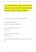 FULL REVIEW CRT&sol;RRT &lpar;NBRC&rpar; ACTUAL EXAM QUESTIONS AND CORRECT ANSWERS FROM A VERIFIED SOURCE ALREADY GRADED A&plus;