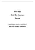 PYC4805 CHILD DEVELOPMENT FULL ESSAY DOCUMENT + 2020 FINAL EXAM ESSAYS
