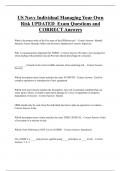 US Navy Individual Managing Your Own  Risk UPDATED Exam Questions and  CORRECT Answers
