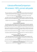 LiteratureReviewComparison All answers 100&percnt; correct aid grade &OpenCurlyQuote;A&rsquo;