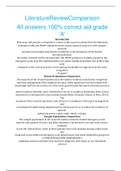 LiteratureReviewComparison All answers 100% correct aid grade ‘A’