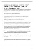 MEDICAL BILLING & CODING STUDY GUIDE QUESTIONS AND ANSWERS WITH SOLUTIONS 2024