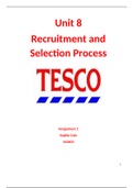 Unit 8 Assignment 1- Recruitment and Selection process- DISTINCTION