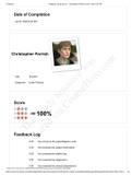 Case NURS 200 &lpar;NURS 200&rpar; VSIM Christopher Parrish Diagnosis&colon; Cystic Fibrosis feedback log - Scored 100&percnt; &lpar;latest 2020&sol;2021&rpar;
