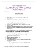 Teas Test Science ALL ANSWERS 100% CORRECT AID GRADE ‘A’