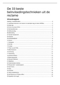 Samenvatting De 33 beste psychologische beïnvloedingstechnieken uit de reclame, ISBN: 9789492493941  Media & Beïnvloeding