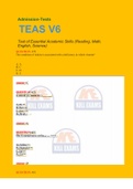 TEAS V6  Test of Essential Academic Skills (Reading, Math, English, Science) 
